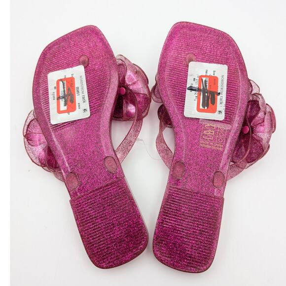 Jeffrey Campbell Fleuris Jelly Flip Flop Thong Sandal Pink Glitter Size US7 EU38 - Picture 8 of 11